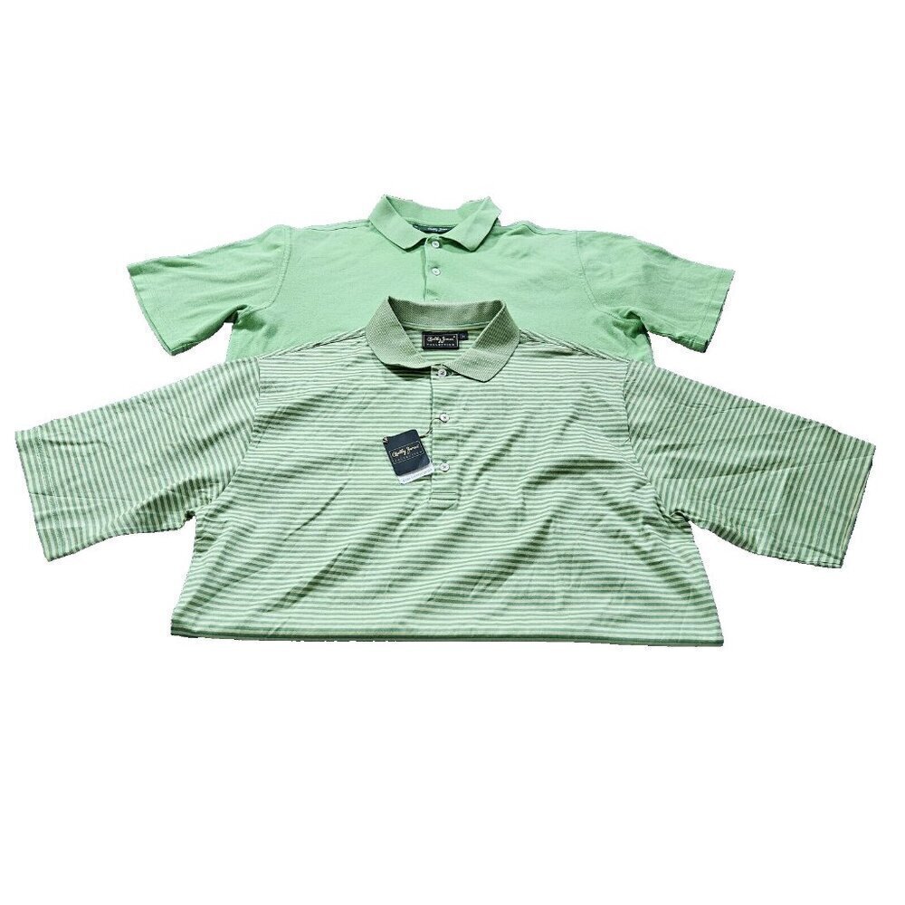 Bobby Jones Polo Mens M Lot of 2 Yellow Green Stripes Cotton Golf Athleisure - Picture 16 of 16